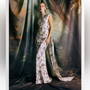 Sau Lee Cali sleeveless high neck maxi in beige